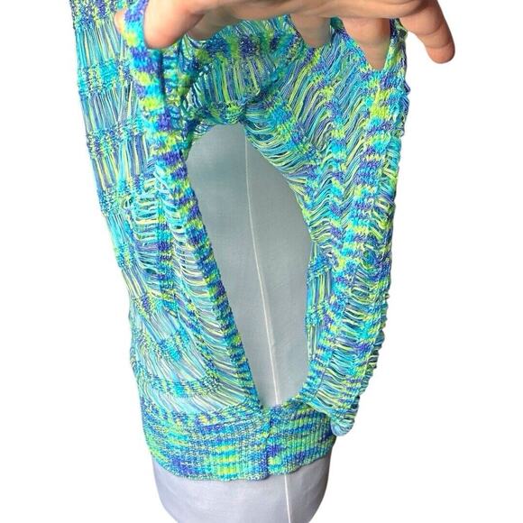 Mermaidcore Batwing Knit Top L Blue Retro Y2K 90s Whimsical Beach Summer‎ Vivid - Picture 4 of 8